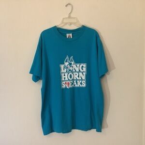 Vintage 90’s Single Stitch Long Horn Steaks T-shirt X-Large Teal Blue Unisex